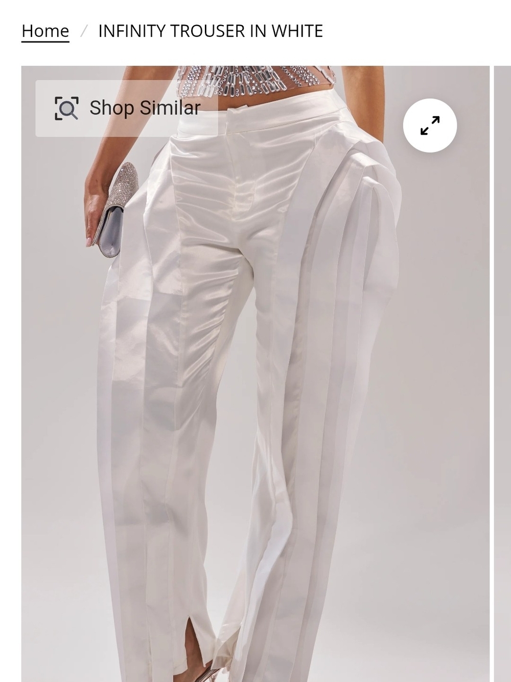 AKIRA Satin High-Rise Wide-Leg Trousers in White